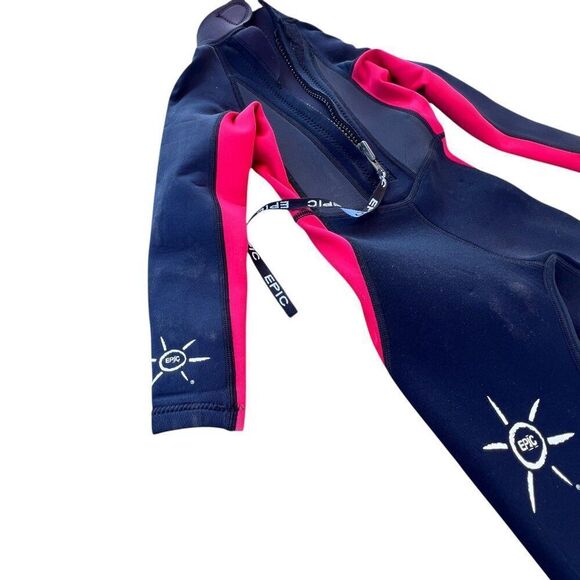 Epic Red Black Kids Long Sleeve Back Zip Neoprene Full Wetsuit Size 5/6 - Picture 5 of 6